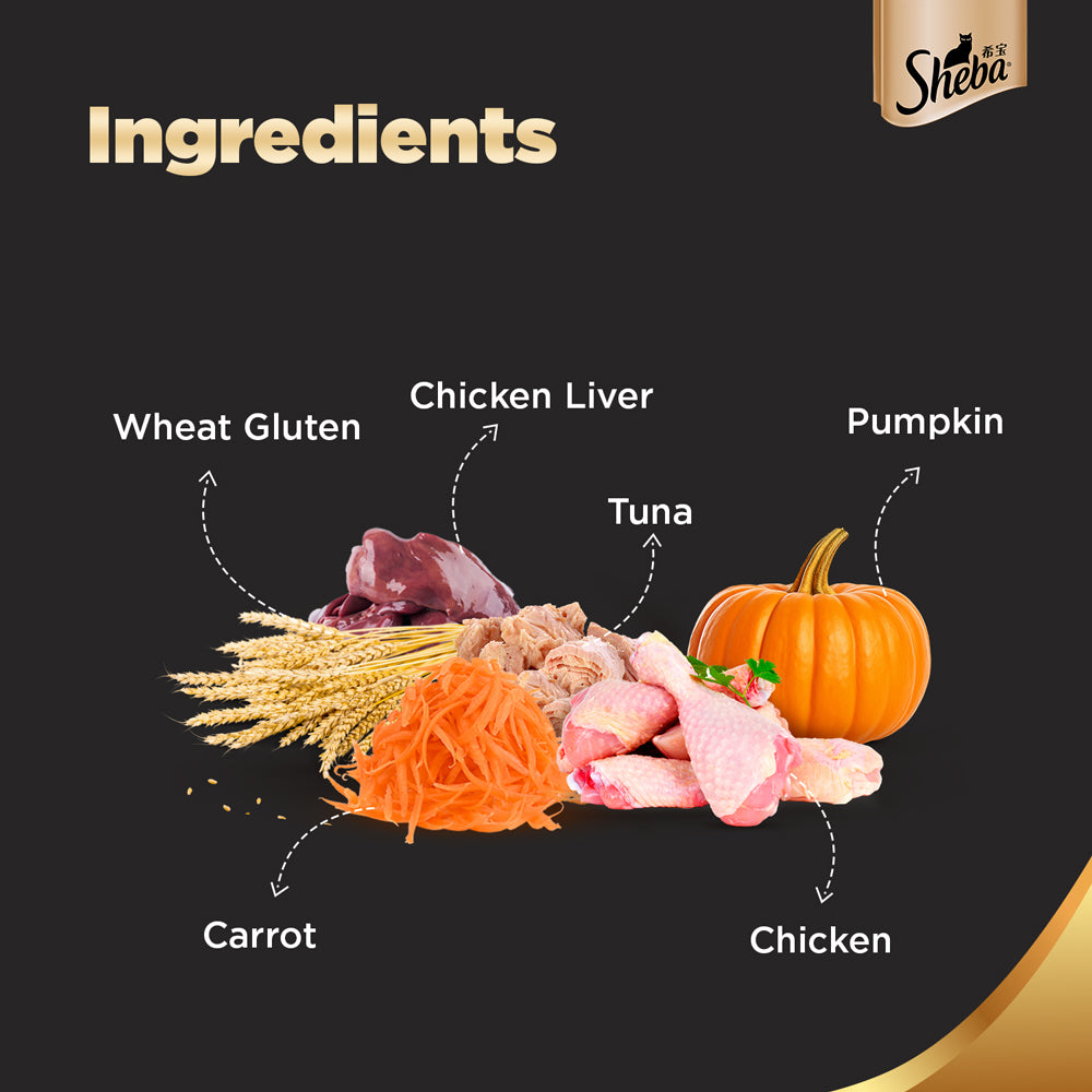 Sheba Tuna Pumpkin & Carrot In Gravy Rich Premium Adult Fine Cat Wet Food and Chicken All Life Stage Cat Dry Food Combo image 6