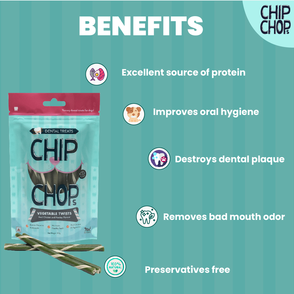Chip Chops Vegetable Twists Real Chicken and Parsley Flavoured Dog Treats image 3