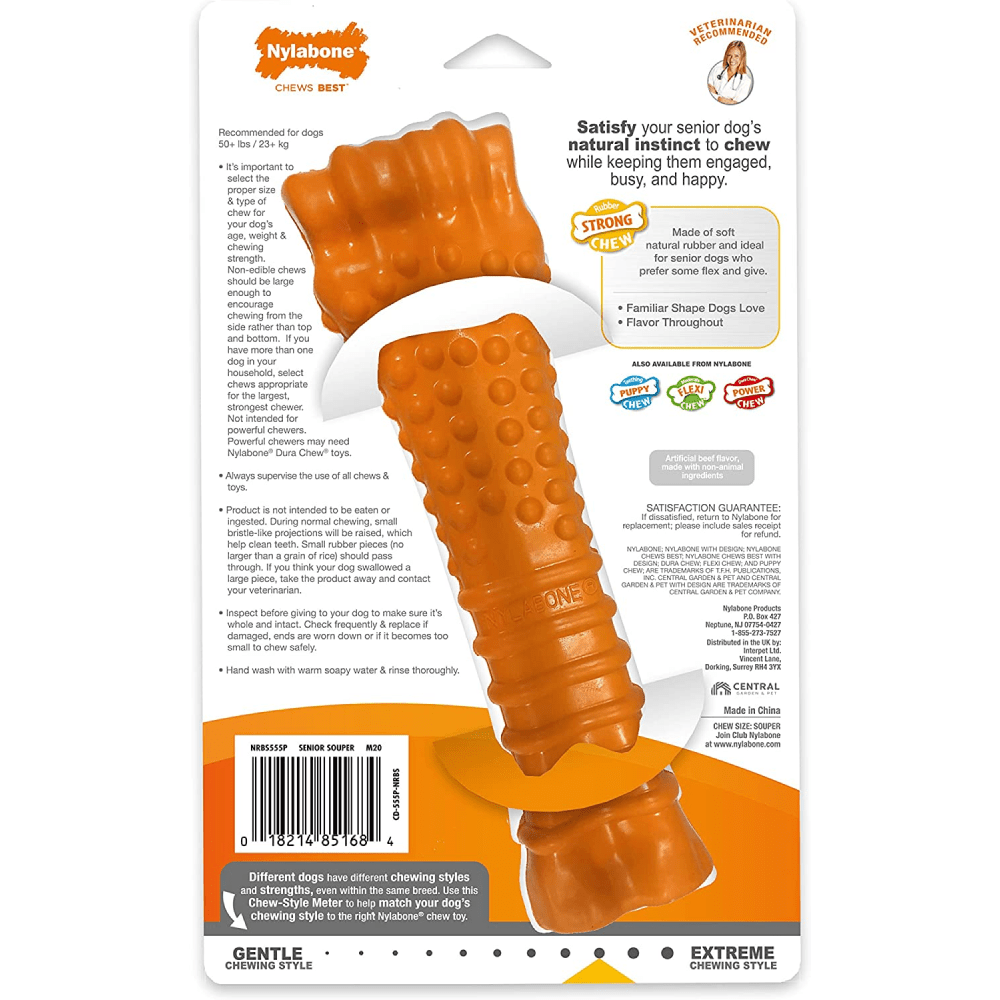 Nylabone Sliver Collection Beef Flavoured Stong Chew Toy for Dogs (Orange) image 3