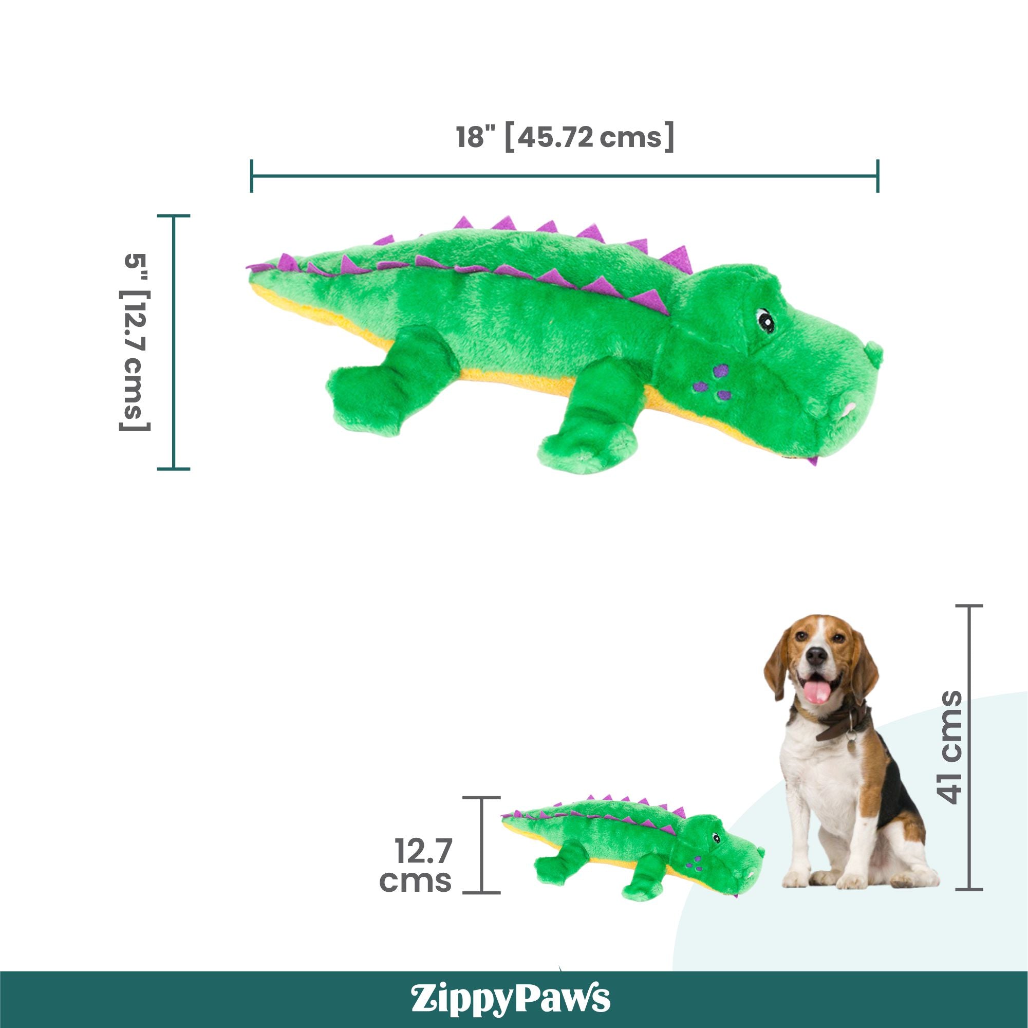 Zippy Paws Alvin the Alligator Grunterz Plush Toy for Dogs image 5