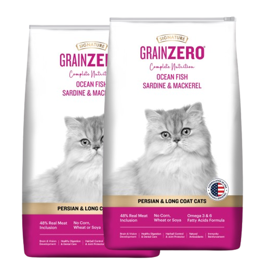Signature Grain Zero Ocean Fish, Sardine and Mackerel Long Coat & Persian Adult Cat Dry Food image 4