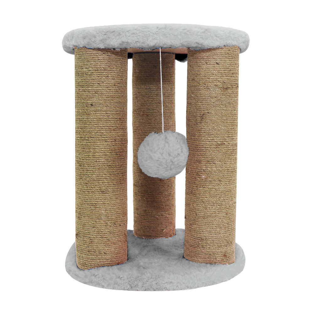 Furrlovers Natural Sisal & Scratching Post with Hanging Balls Playing Activity Tree for Cats (Grey)