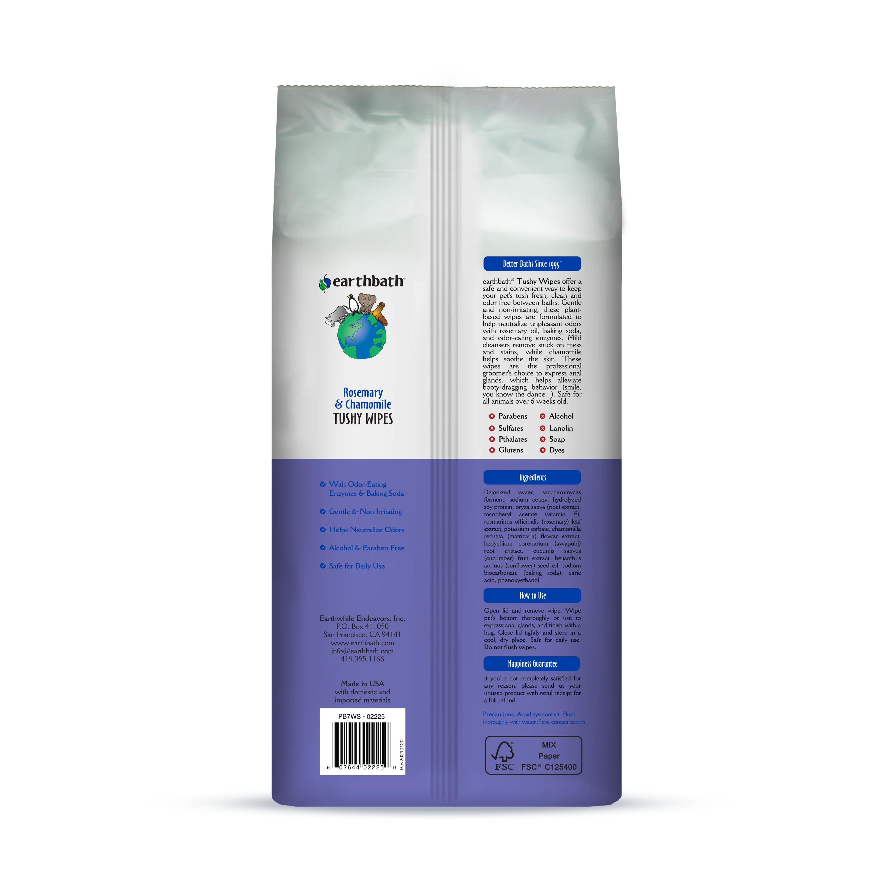 EarthBath Rosemary and Chamomile Scented Tushy Wipes for Dogs and Cats image 9