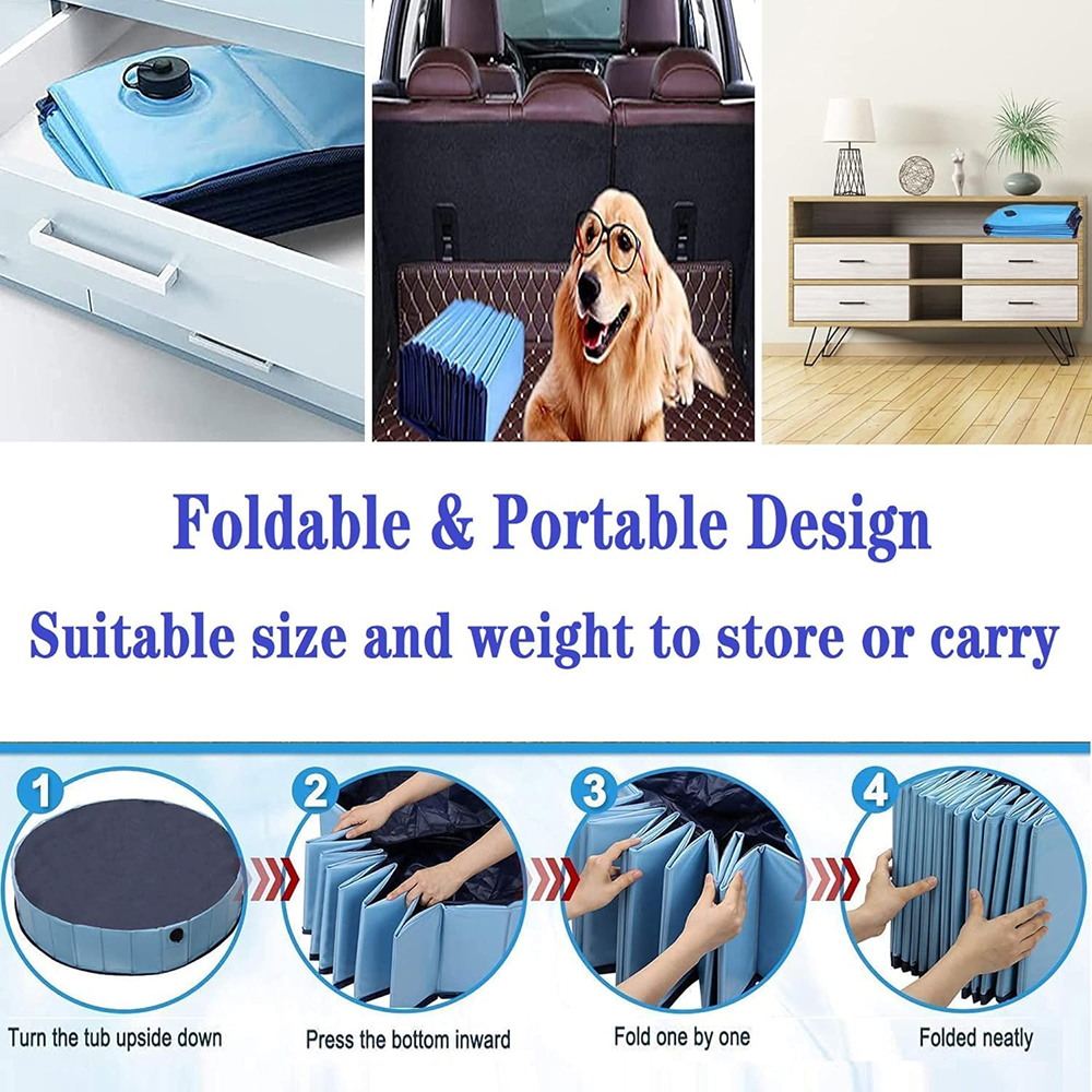 Emily Pets Foldable Non Slip Outdoor Swimming Pool for Dogs and Cats (Blue) image 5