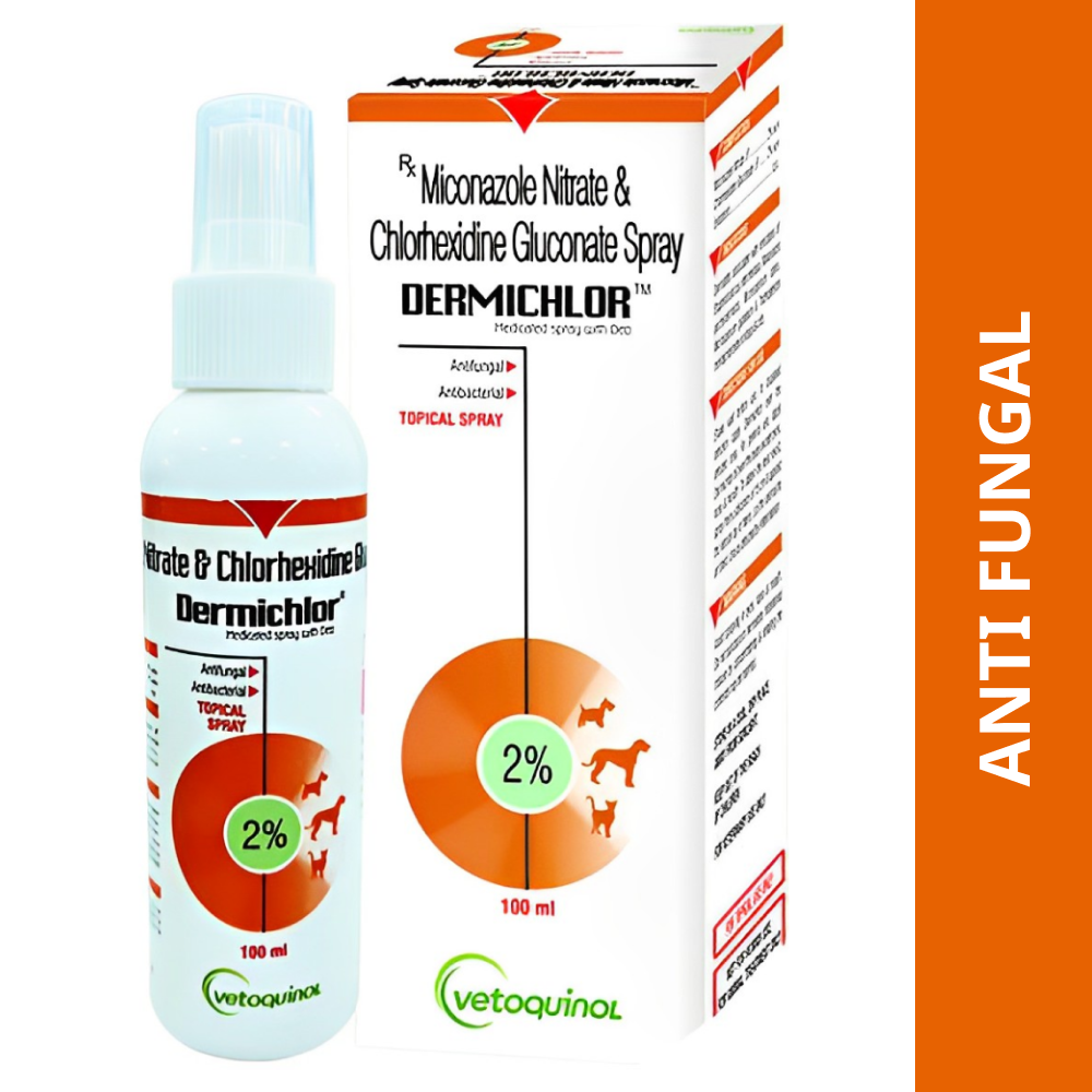 Vetoquinol Dermichlor Antibacterial Antifungal Spray (100ml) for Dogs and Cats image 1