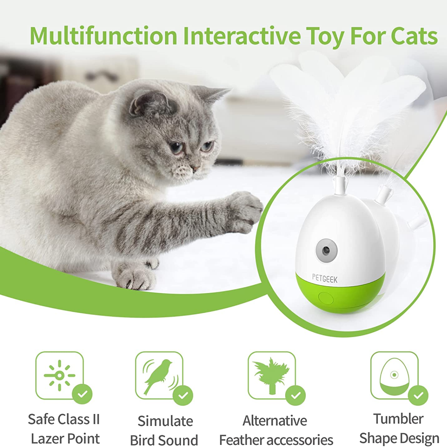 Pet Geek Egg Laser Tumbler Toy for Cats image 4