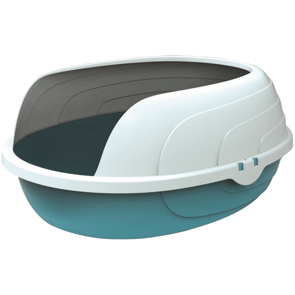 M Pets Sherbin Litter Tray with Rim for Cats (Blue/White) image 3