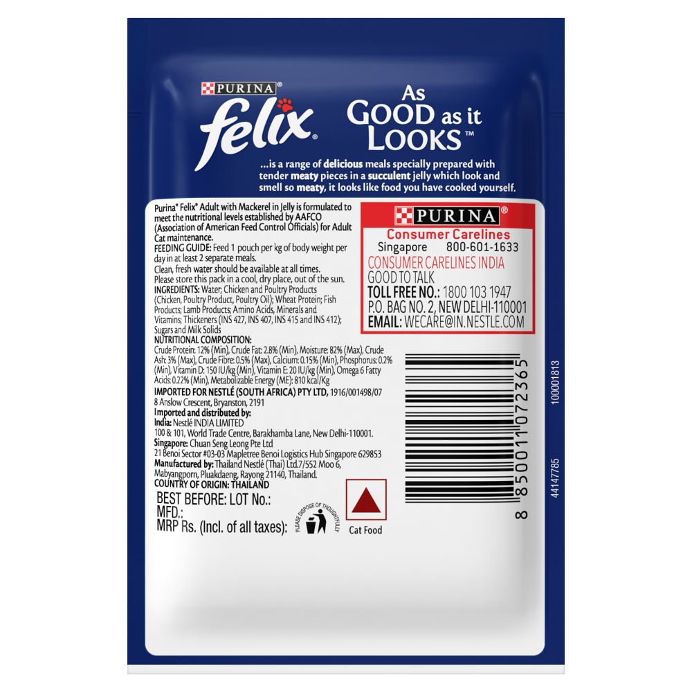 Purina Felix with Mackerel in Jelly Complete and Balanced Adult Cat Wet Food image 8
