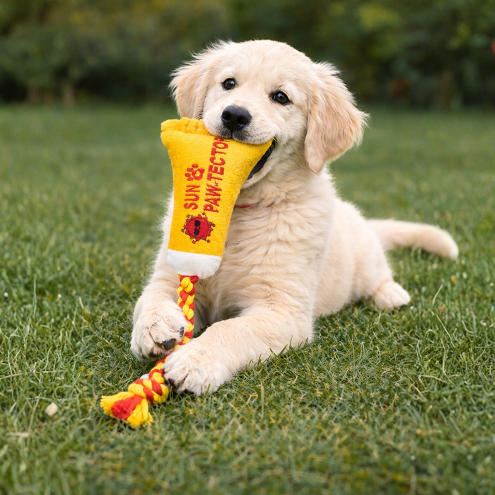 Pawgypets Sun Pawtector Doggo Plush with Rope Toy for Dogs (Yellow) image 2