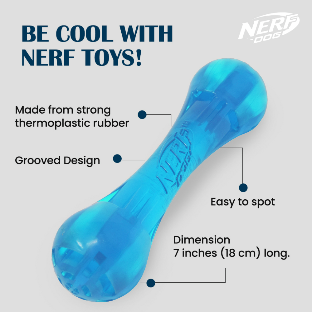 Nerf Bash Ultra Tough TPR Bone Toy for Dogs (Blue) image 3