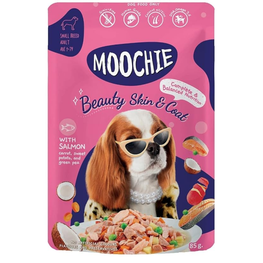 Moochie Beauty Skin and Coat Casserole with Salmon Gravy Adult Dog Wet Food