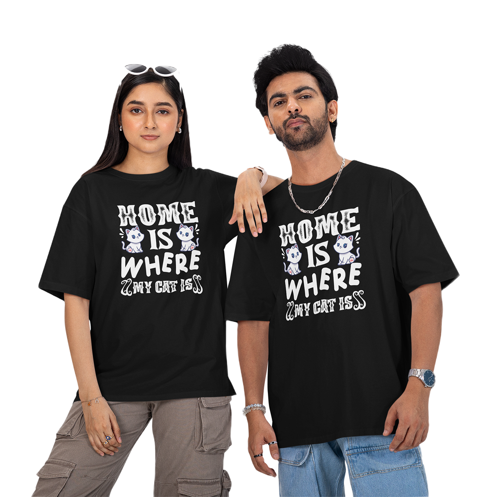 Seek Buy Love Home is Where My Cat is Unisex Oversized Tee image 4