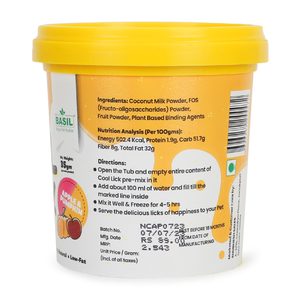 Basil Cool Lick Apple & Pumpkin with Added Prebiotics Ice Cream for Dogs image 2