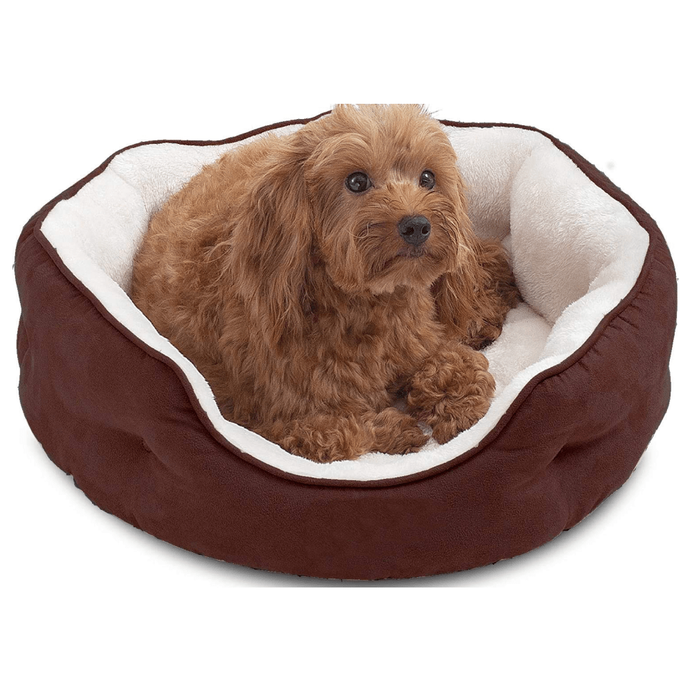 Fluffy's Pawsome Round Washable Bed for Dogs and Cats (Brown) image 2