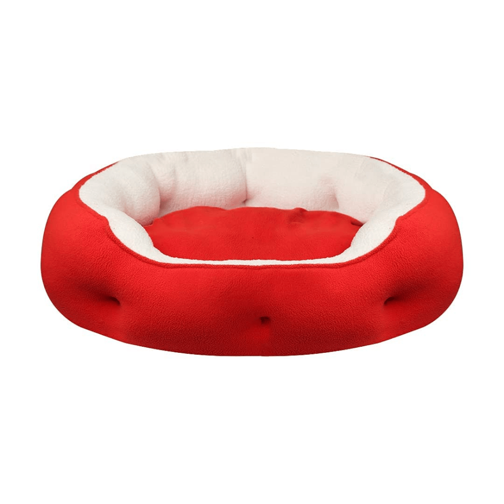 Hiputee Soft Dual Fabric Reversible Washable Bed with Cover for Dogs and Cats(White Sherpa Red Fleece) image 3