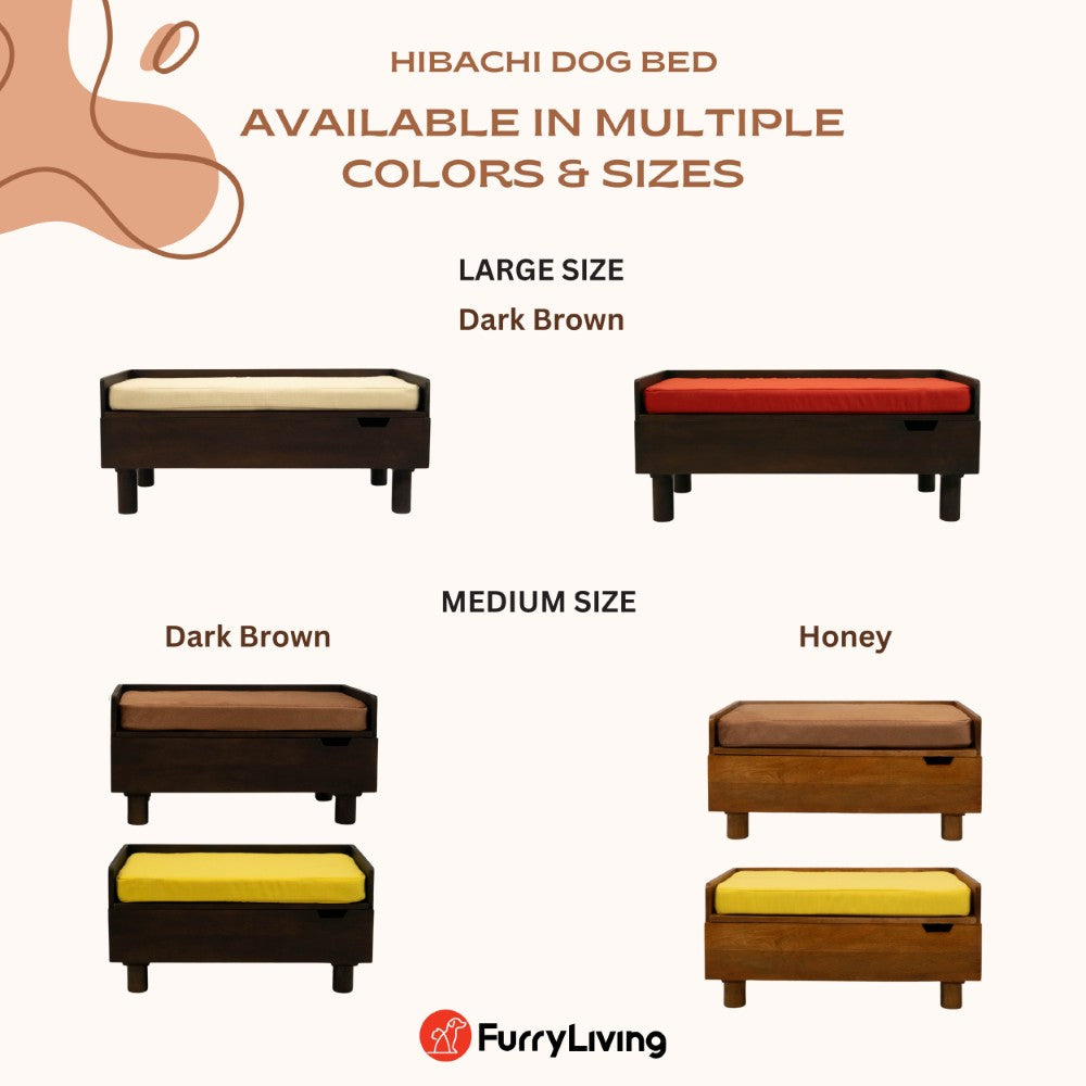 FurryLiving Hibachi Bed with Storage for Dogs (Honey/Yellow Cushion) image 5