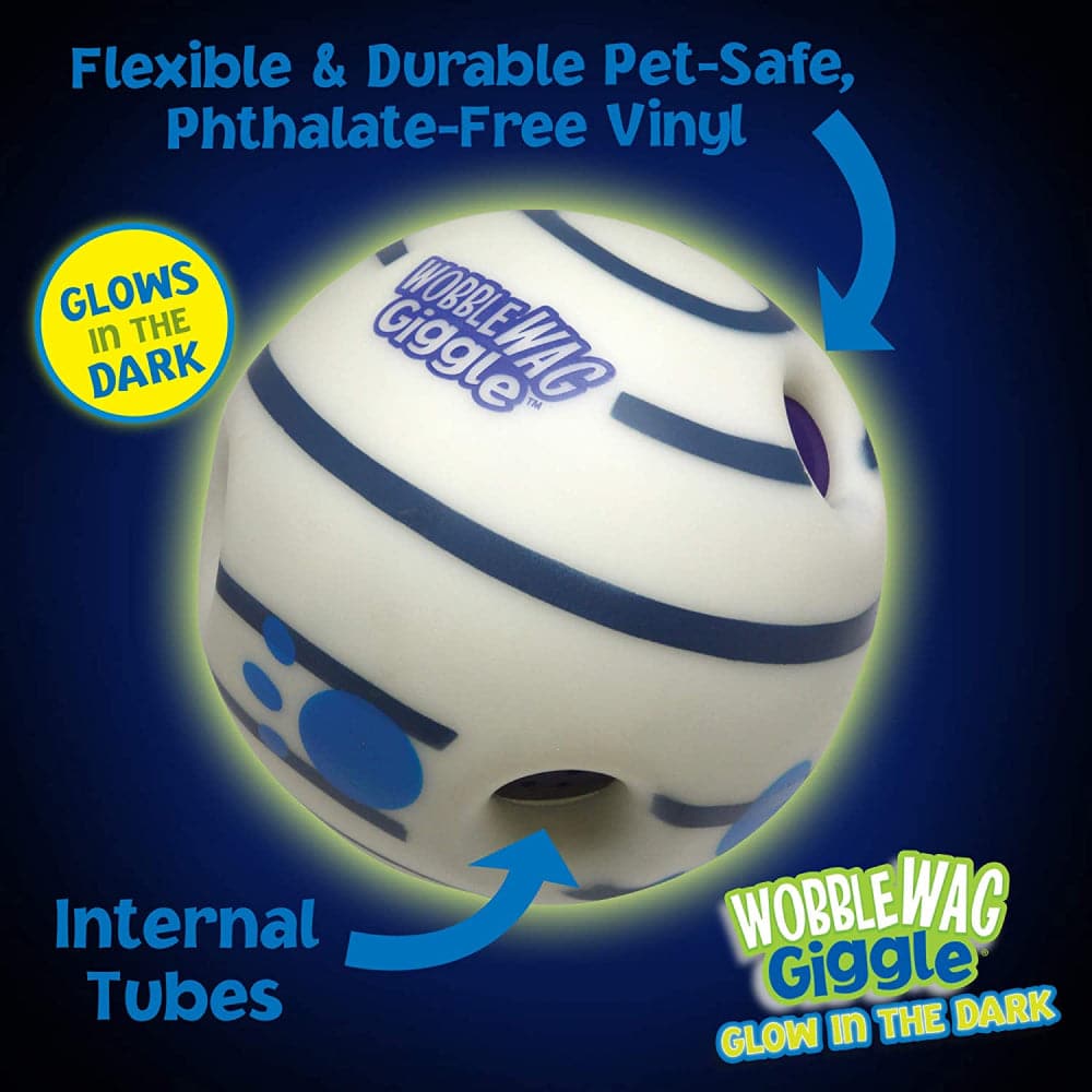 Wobble Wag Giggle Glow in The Dark Interactive Toy for Dogs | For Medium Chewers (White) image 3