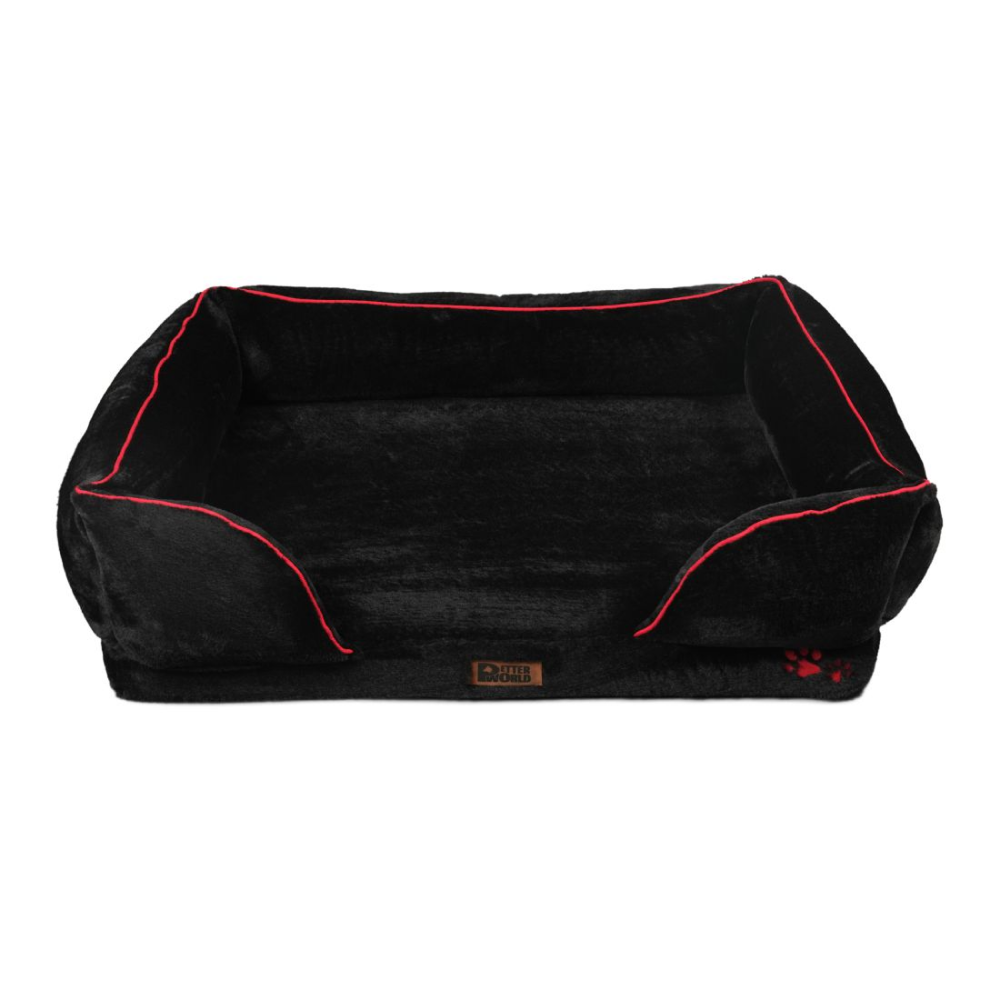 Petter World Ultra Luxury Micro Fur Orthopedic Sofa Bed with Sherpa Fur Cushion for Dogs and Cats (Jet Black) image 2