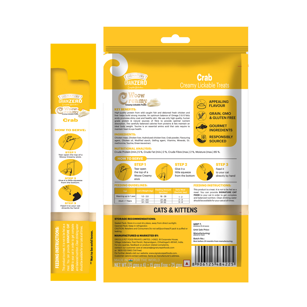 Signature Grain Zero Crab, Salmon, Chicken and Liver Lickable Creamy Cat Treats Combo image 6