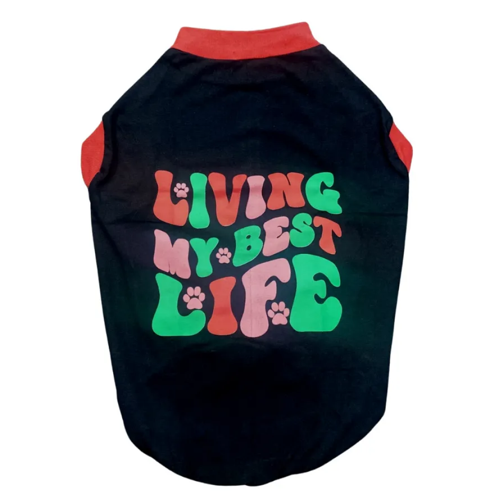 Pet Set Go Living My Best Life T-shirt for Dogs (Black) image 6
