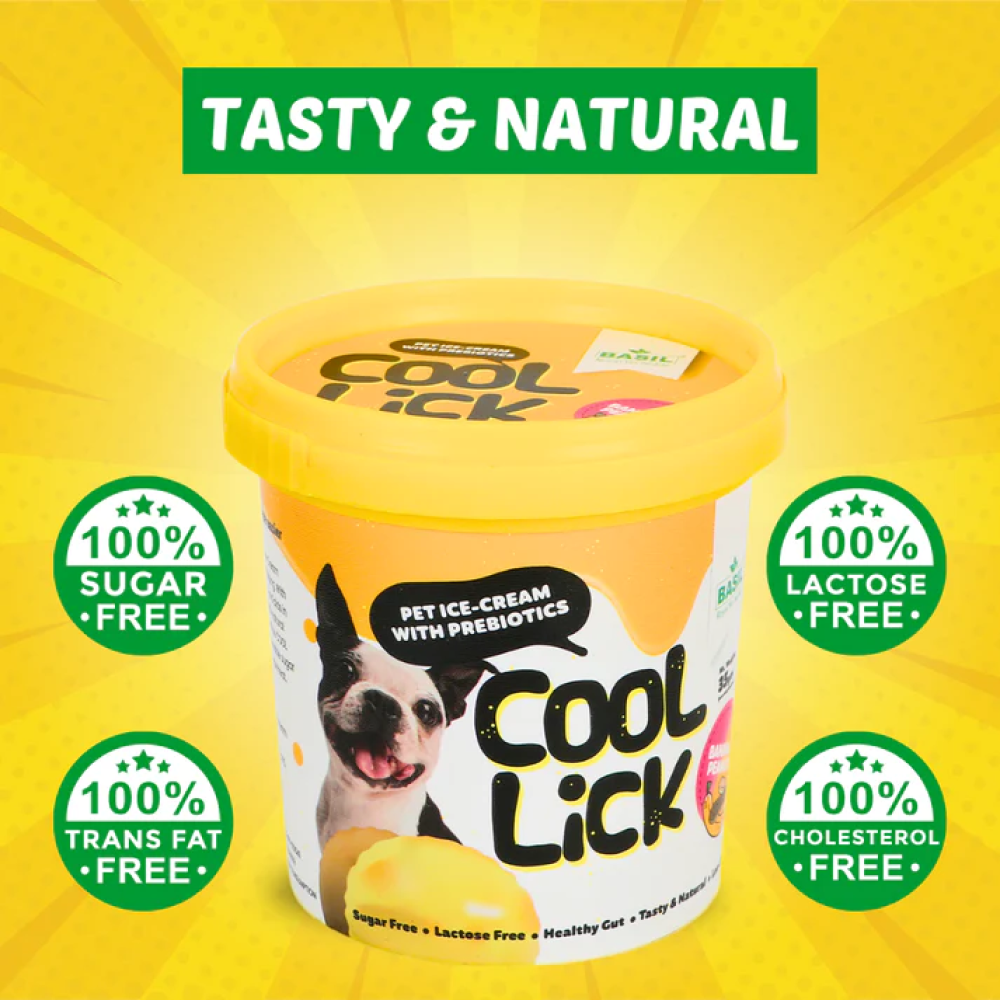 Basil Cool Lick Banana & Peanuts with Added Prebiotics Ice Cream for Dogs image 3