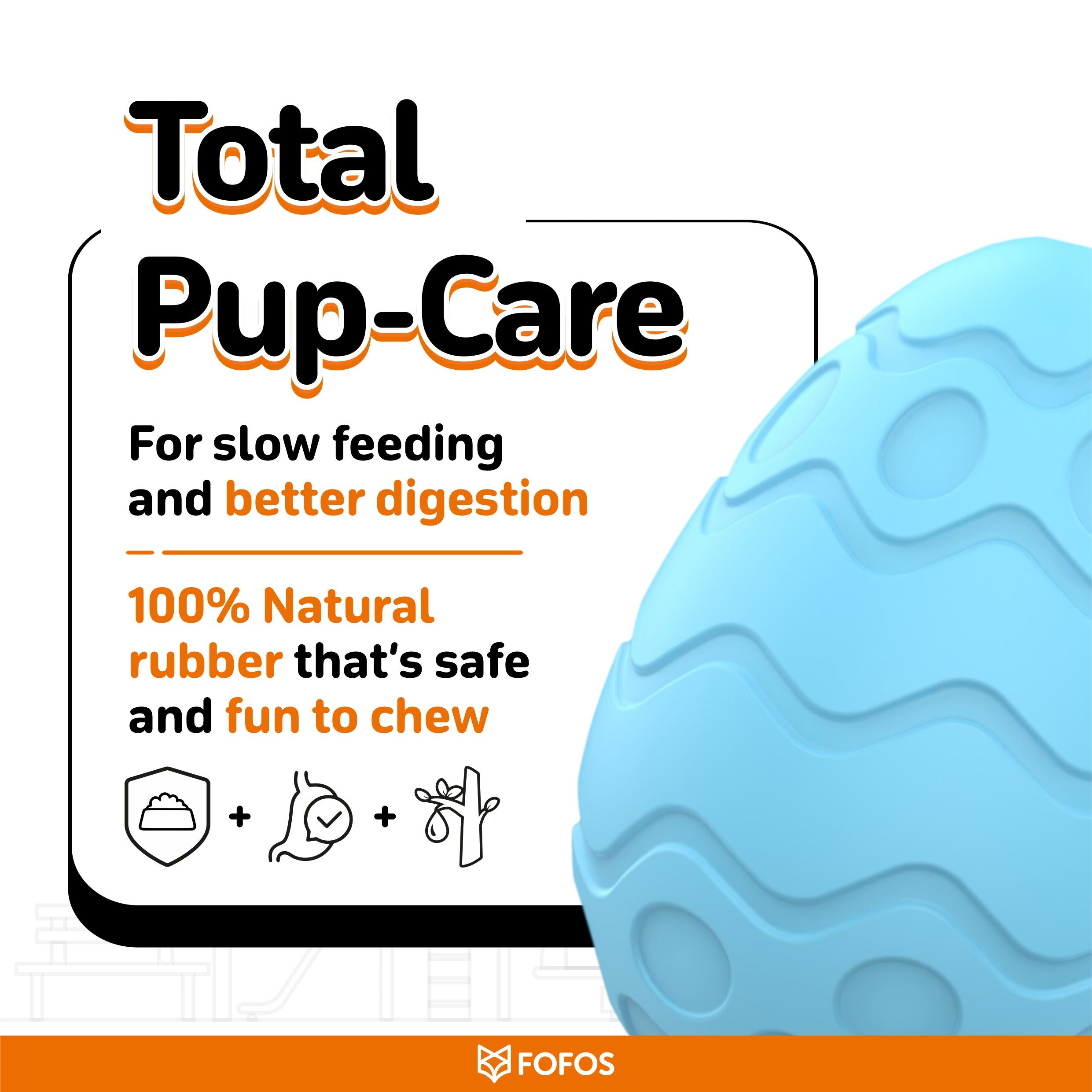 Fofos Easter Egg Shaped Rubber Treat Dispenser for Dogs (Blue and Orange) image 4