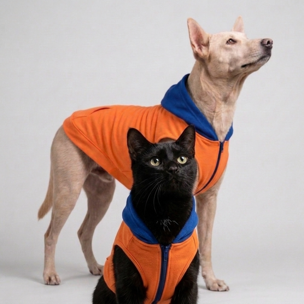 Skatrs Sunset Splash In-Style Hoodie For Dogs and Cats (Orange & Blue) image 2