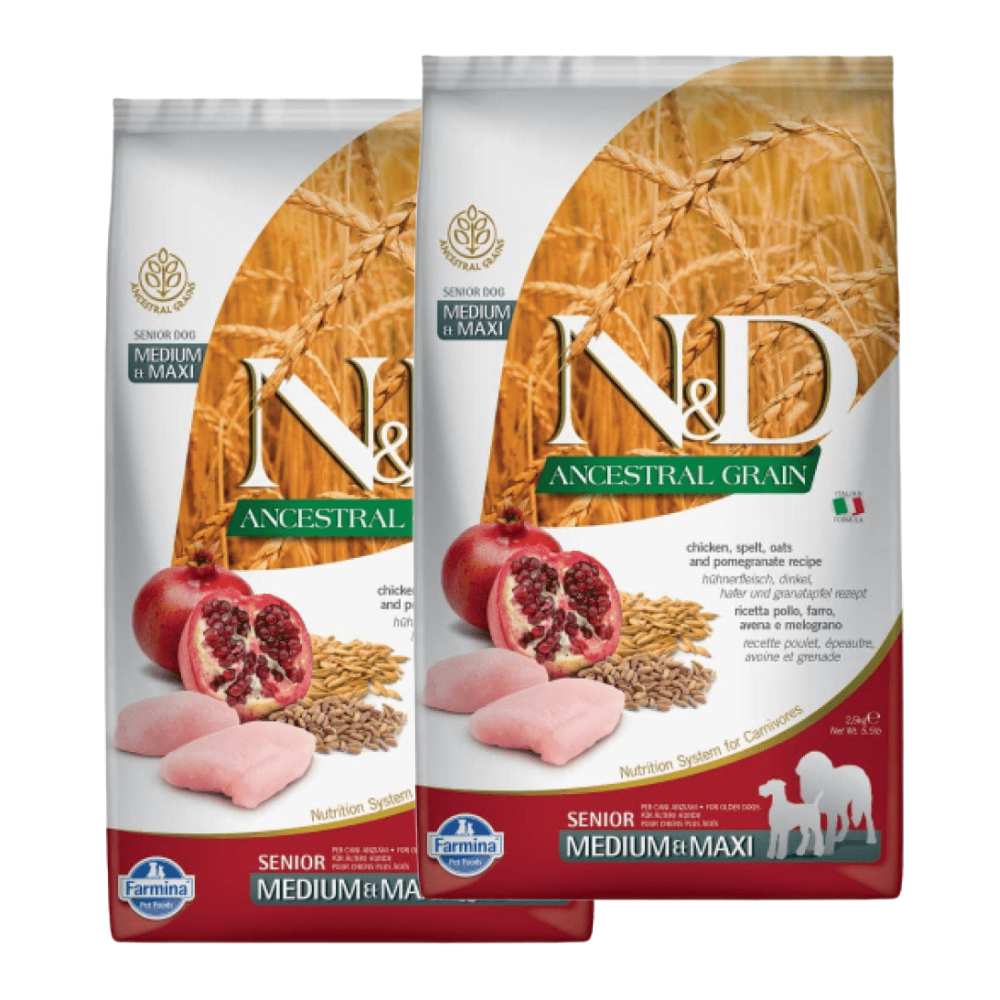 Farmina N&D Chicken & Pomegranate Ancestral Grain Senior Medium Maxi Dog Dry Food image 8