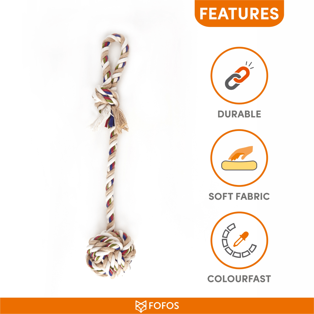 Barkbutler x Fofos Flossy Rope Toy with Ball for Dogs image 5