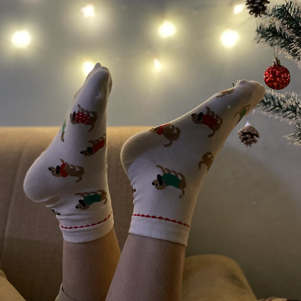 thePack Dog Themed Ankle Length Socks (Cream) image 10