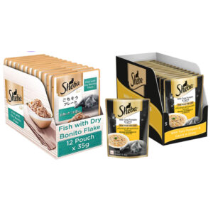 Sheba Fish with Dry Bonito Flake and Tuna Pumpkin & Carrot In Gravy Rich Premium Adult Fine Cat Wet Food Combo