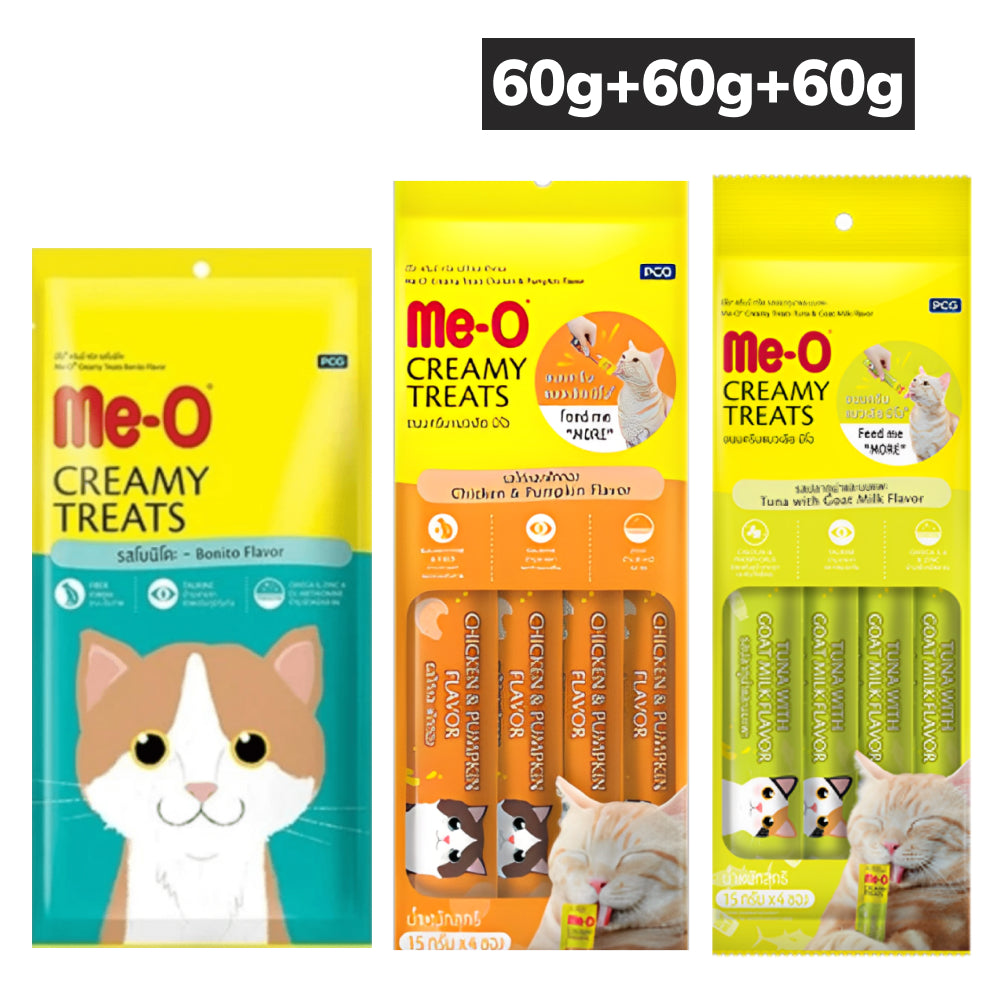 Me O Bonito Creamy, Chicken and Pumpkin and Tuna and Goat Creamy Treat Combo Cat image 1