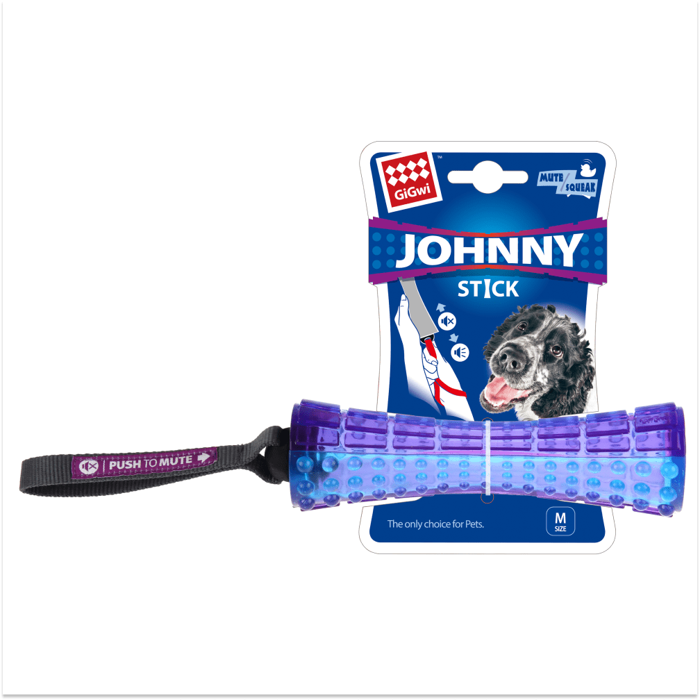 GiGwi Push To Mute Johnny Stick for Dogs (Purple/Blue) image 2