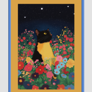 EverythingBoho Sci Fi Cat Framed Art (Royal Blue)