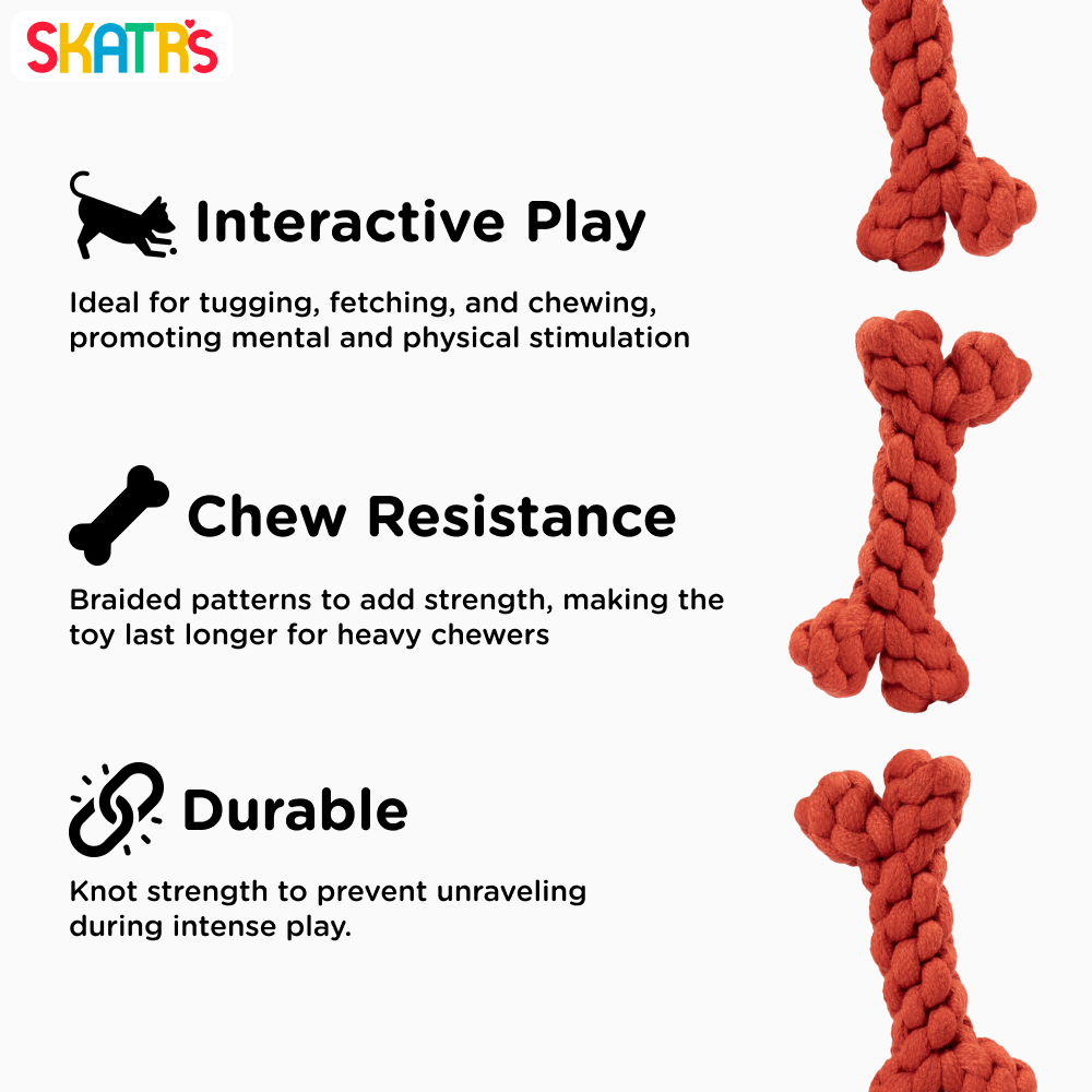 Skatrs Bone Shaped Rope Chew Toy for Dogs and Cats (Red) image 4