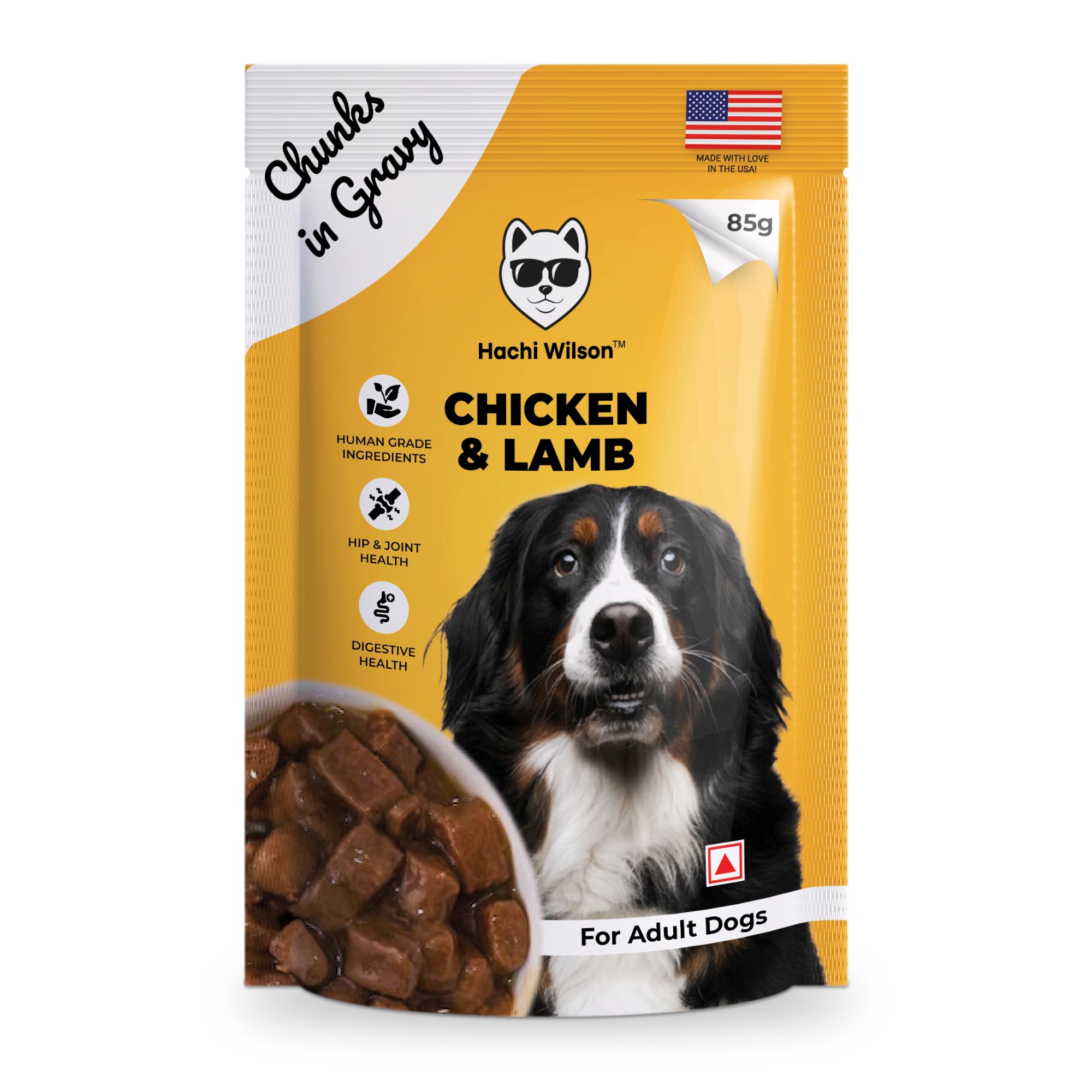 Hachi Wilson Premium Chicken & Lamb with Chunks in Gravy Dog Wet Food image 2