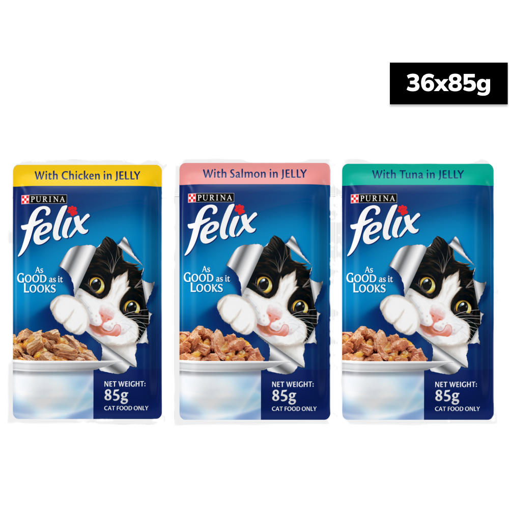 Purina Felix Chicken, Salmon and Tuna with Jelly Adult Cat Wet Food Combo