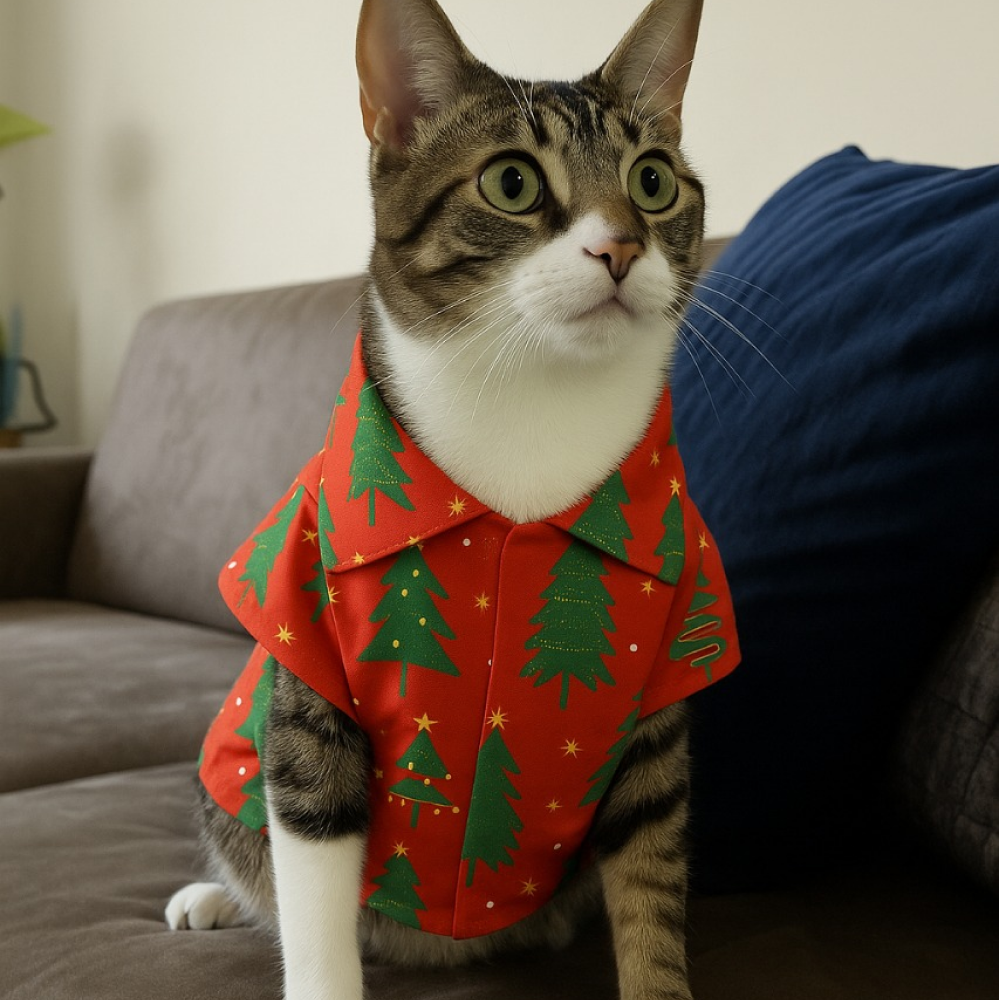 15 Furries Pine Tree Mendous Joy Shirts for Cats (Red) image 1