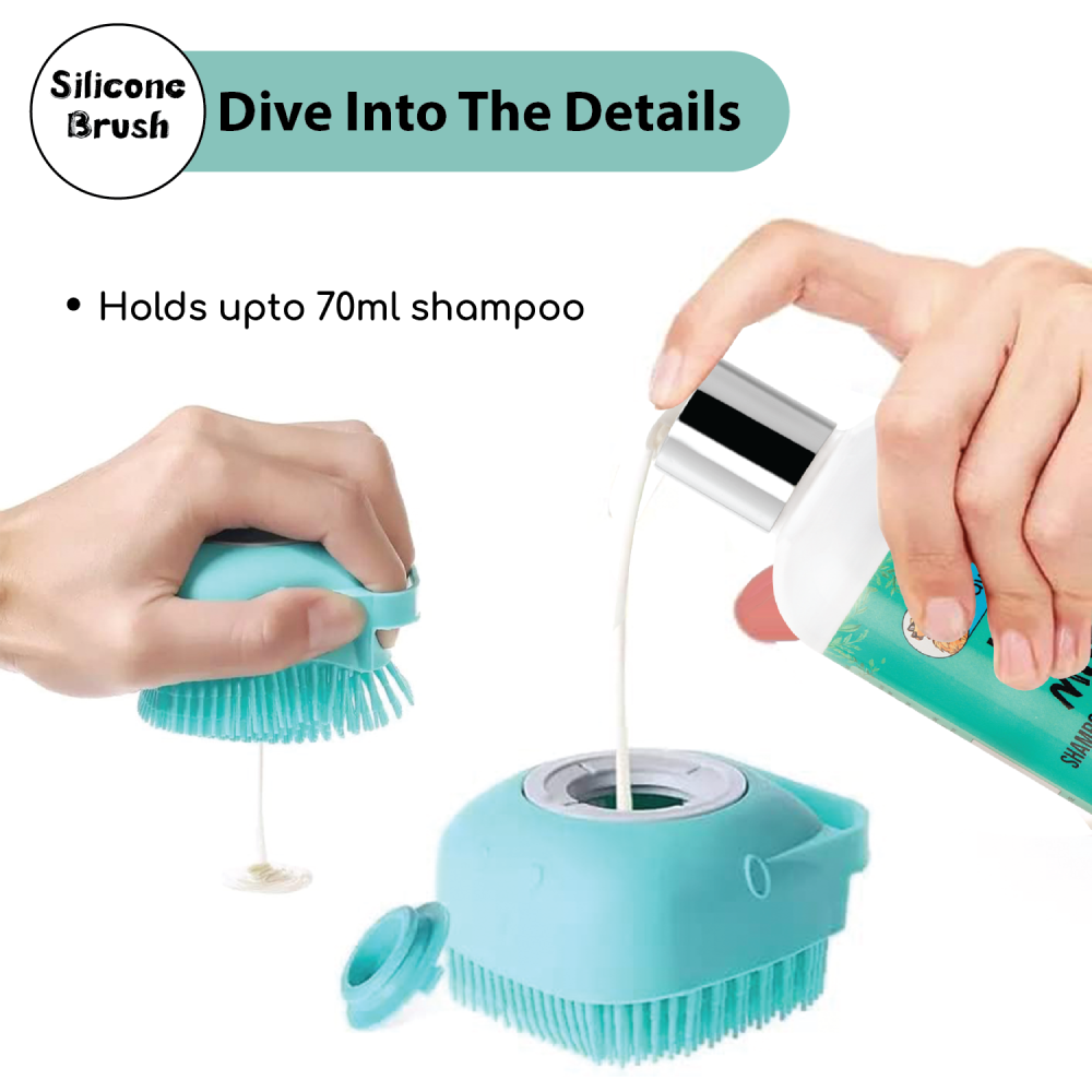 Papa Pawsome Shampoo Bath Silicone Brush for Dogs and Cats (Blue) image 6