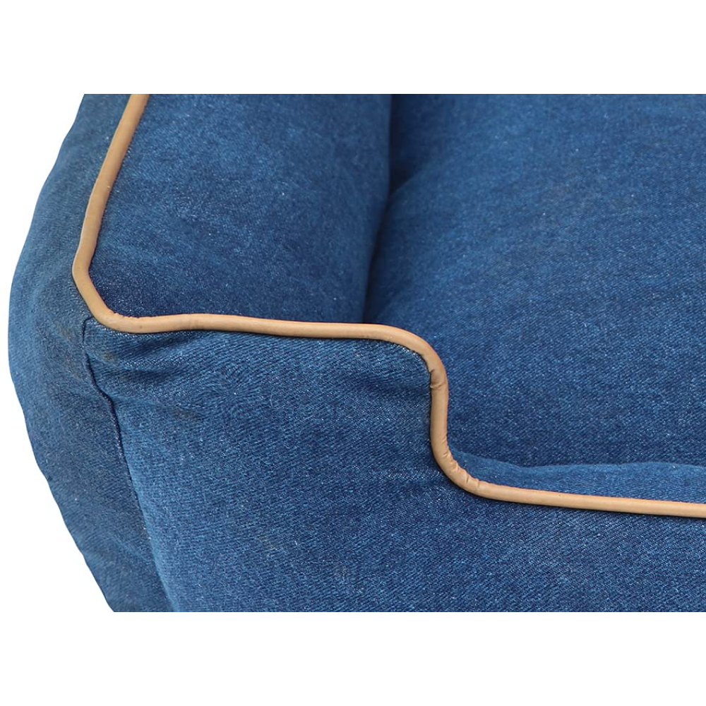 Pawpourri Ultra Soft Bolster Denim Cuddler Bed for Dogs and Cats (Blue) image 2