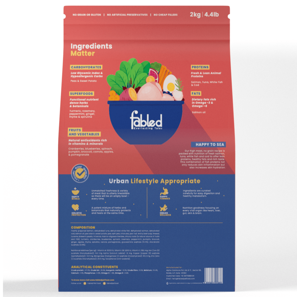 Fabled Happy to Sea Fresh Salmon Tuna White Fish and Cod Adult Dog Dry Food image 7