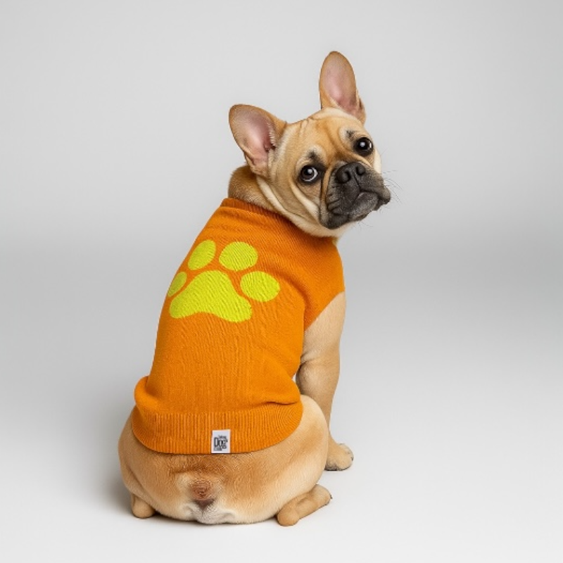 Talking Dog Club Bright Winter High Paw Jumper Sweater for Dogs (Orange) image 2