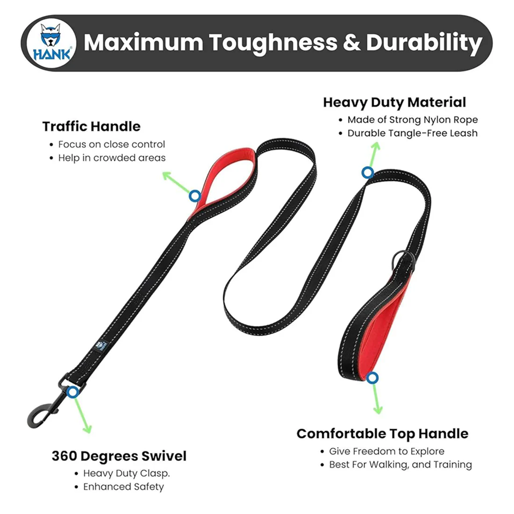 Hank Leash Design for Heavy Puller Dogs (Red) image 2