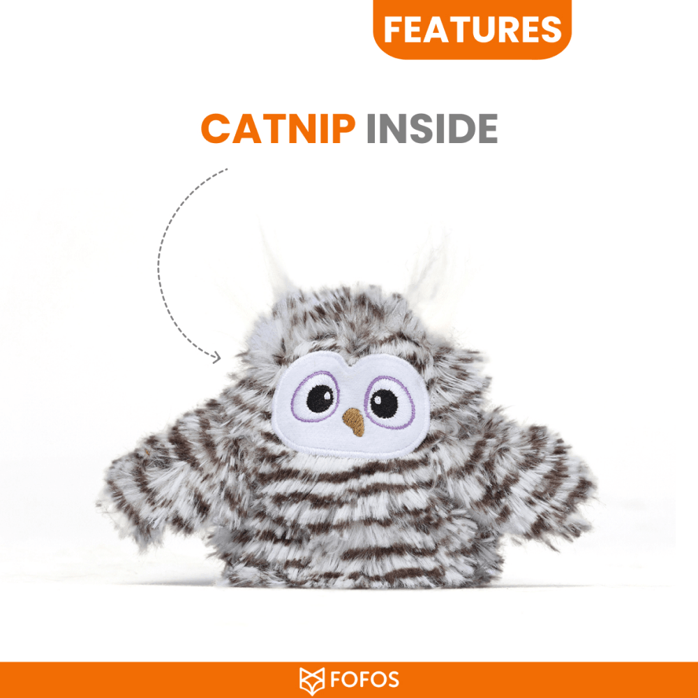 Barkbutler x Fofos Flapping Owl Chirping Interactive Toy for Cats (Brown) image 2