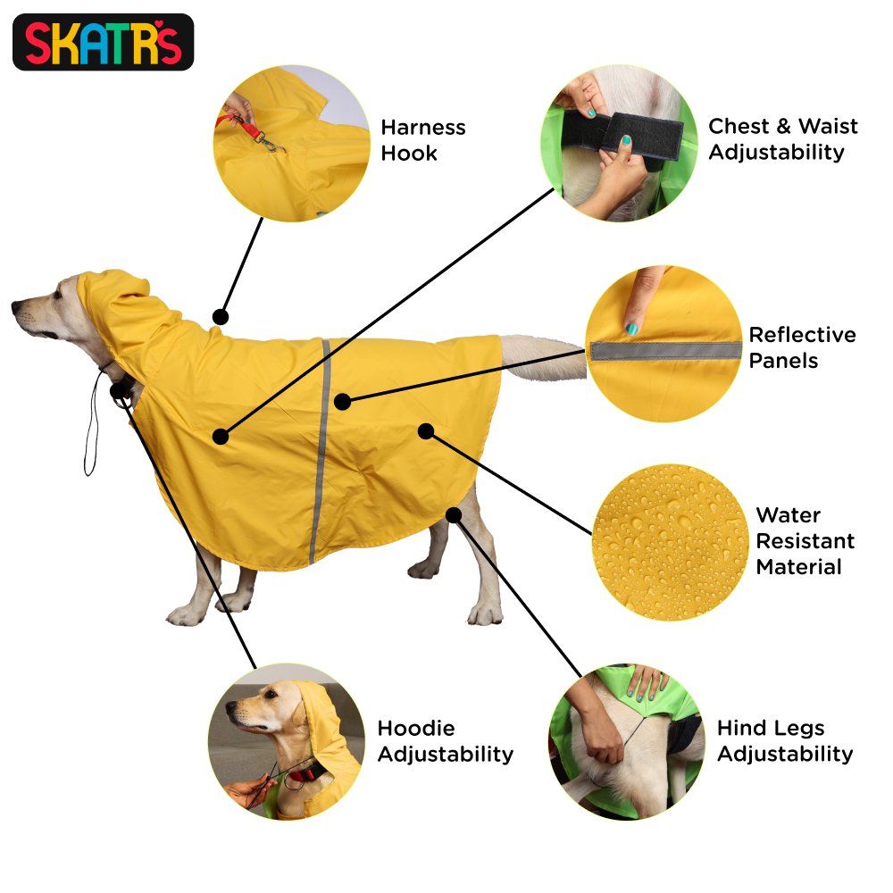 Skatrs Full Coverage Cape Style Raincoat for Dogs and Cats (Yellow) image 5