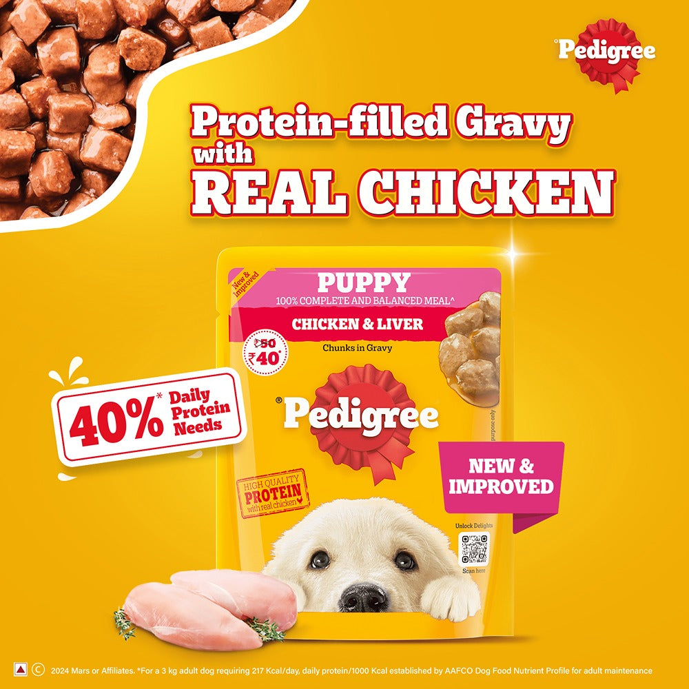 Pedigree Chicken & Liver Chunks in Gravy Puppy Wet Dog Food image 5