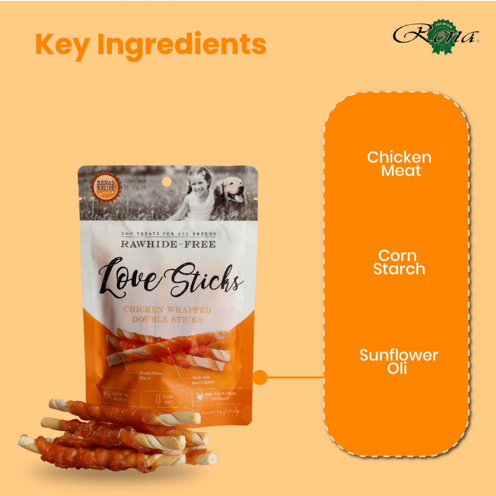 Rena Love Chicken Wrapped Double Sticks Dog Treats image 4