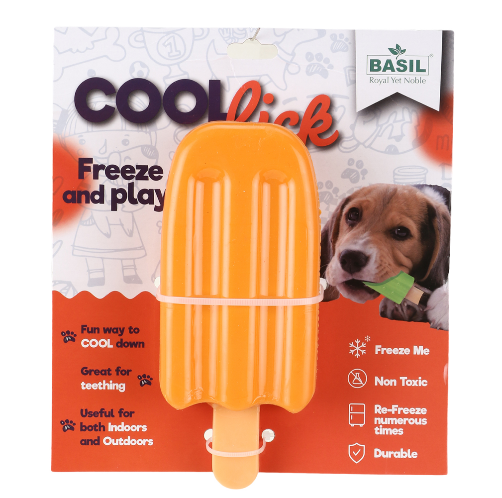 Basil Ice Cream Shaped Cool Lick Silicon Chew Toy for Dogs (Orange) image 3