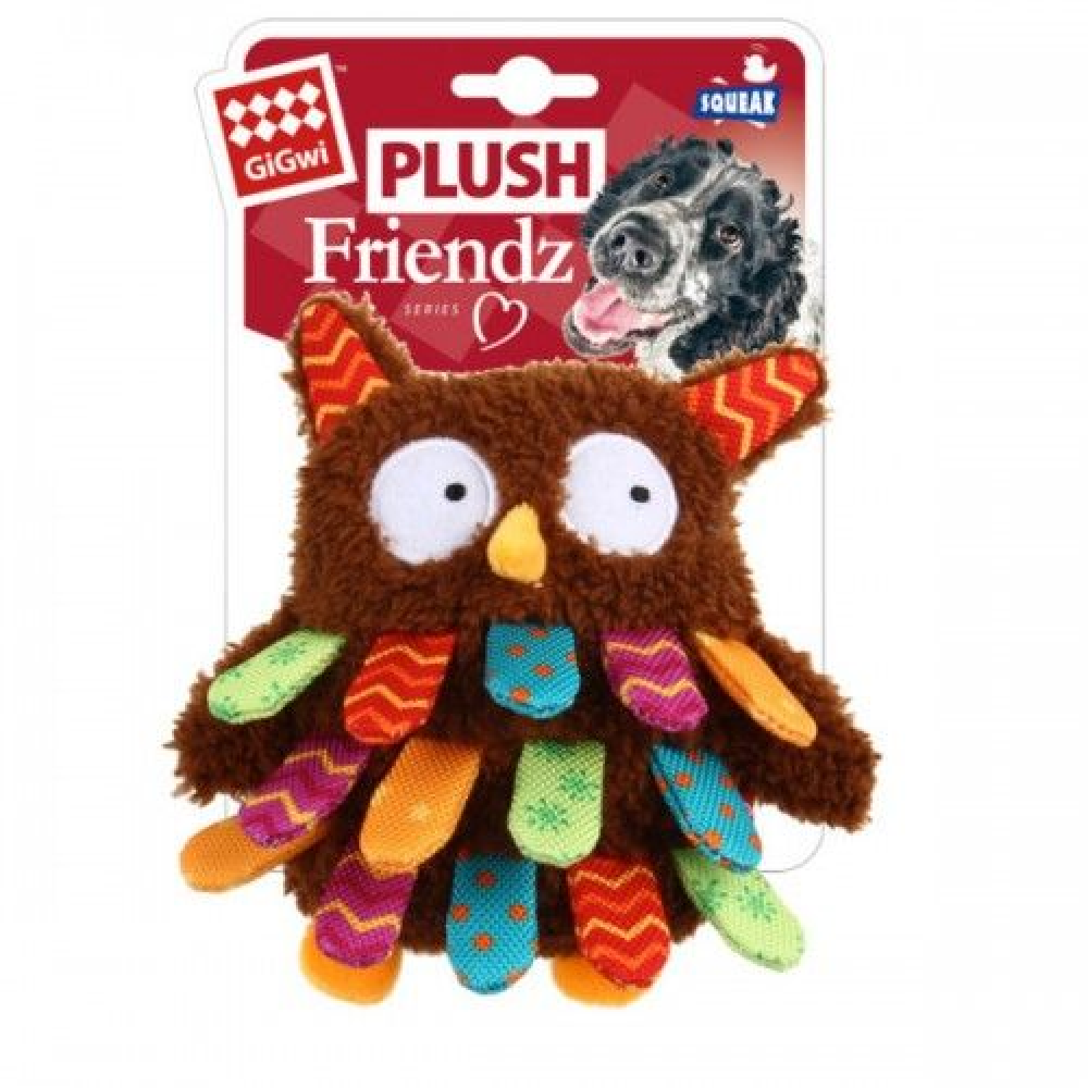 GiGwi Plush Friendz with Squeaker Owl Toy for Dogs image 1
