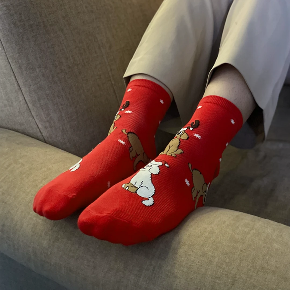 thePack Dog Themed Ankle Length Socks (Red) image 3